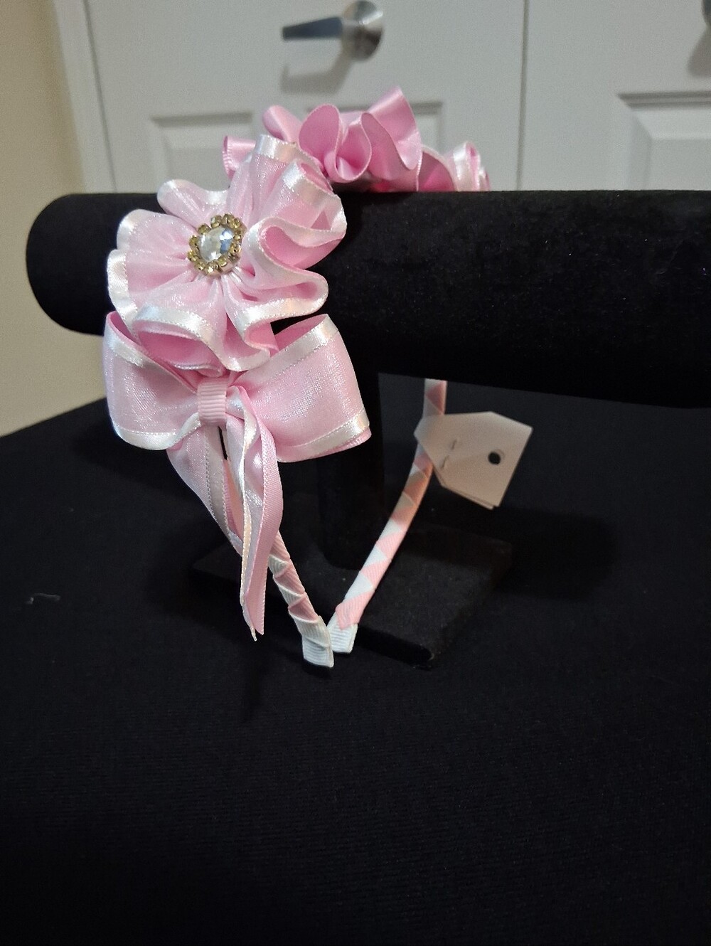 Pink Ribbon Flower Headband